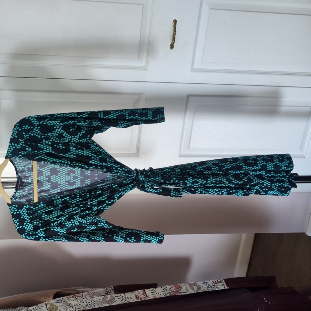 Banana Republic Teal and Black Geometric Dress
